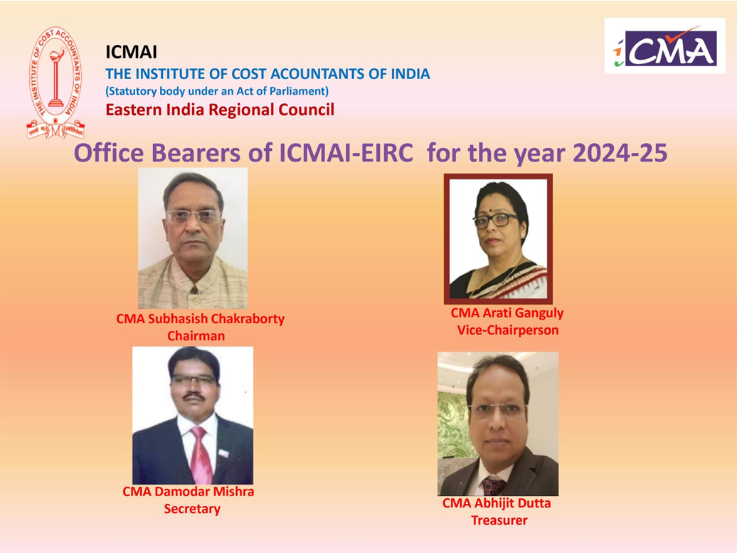 Office bearers of ICMAI - EIRC for the year 2024-25